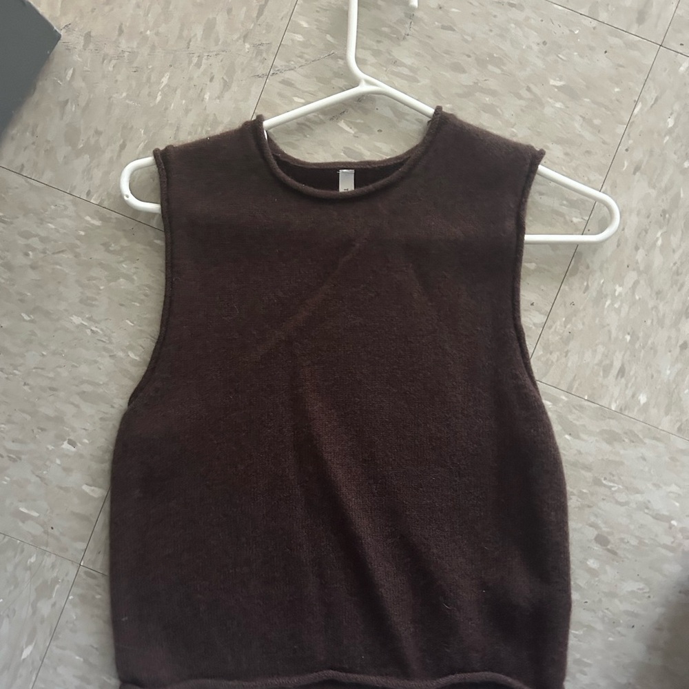 Babaton Dark Brown cashmere sweater vest Tank Top